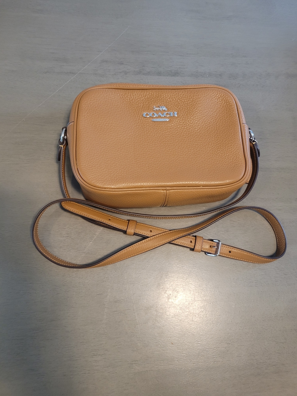 Coach Pebbled Leather Crossbody Bag - Saddle Tan